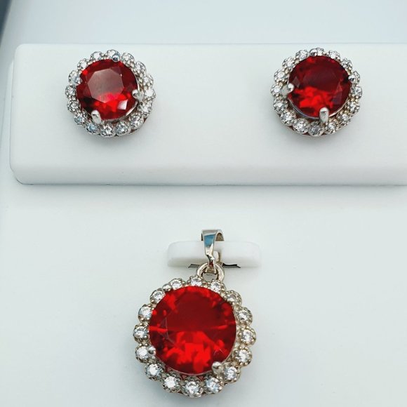 "925 Sterling Silver Cubic Zircon Jewelry Set, UU1P7A7049 - Picture 1 of 10